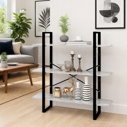 Book Cabinet Storage Shelving Unit Grey Engineered Wood Modern Industrial Design