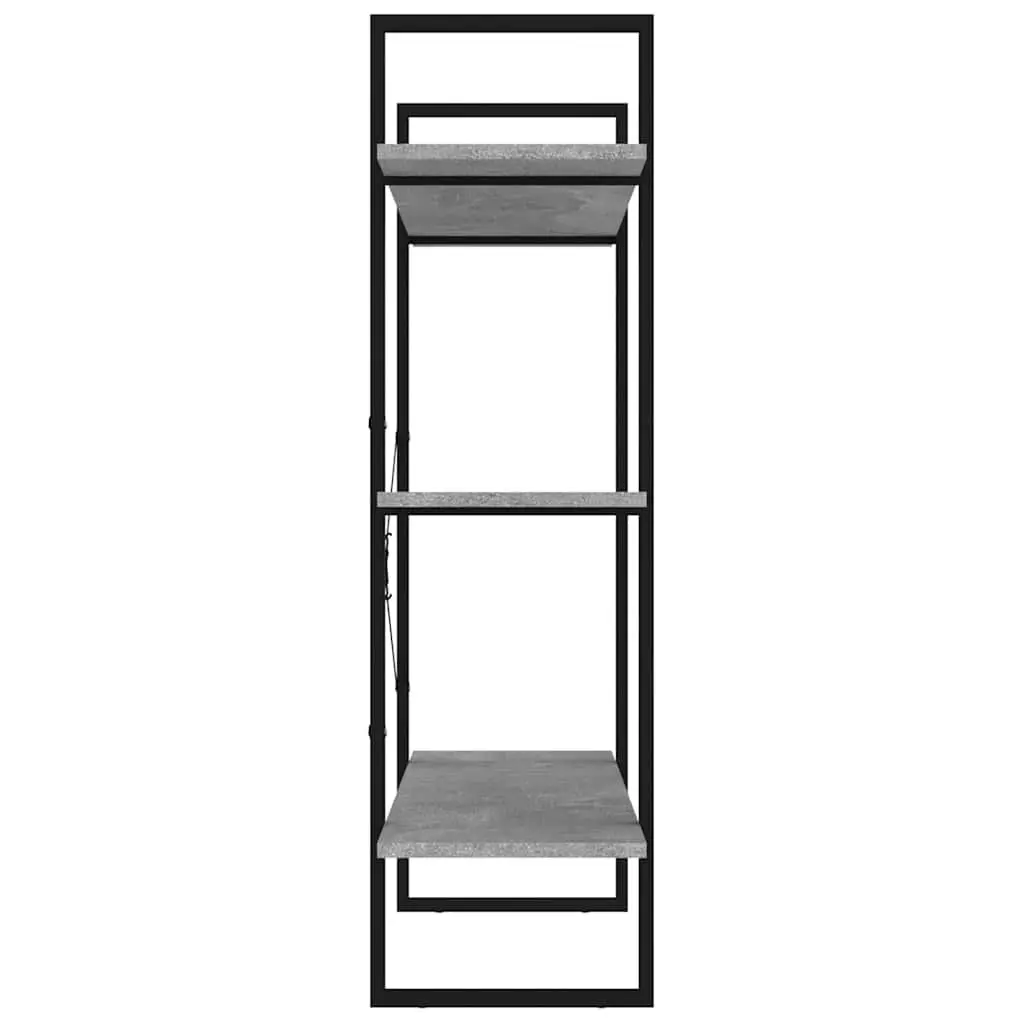 Book Cabinet Storage Shelving Unit Grey Engineered Wood Modern Industrial Design