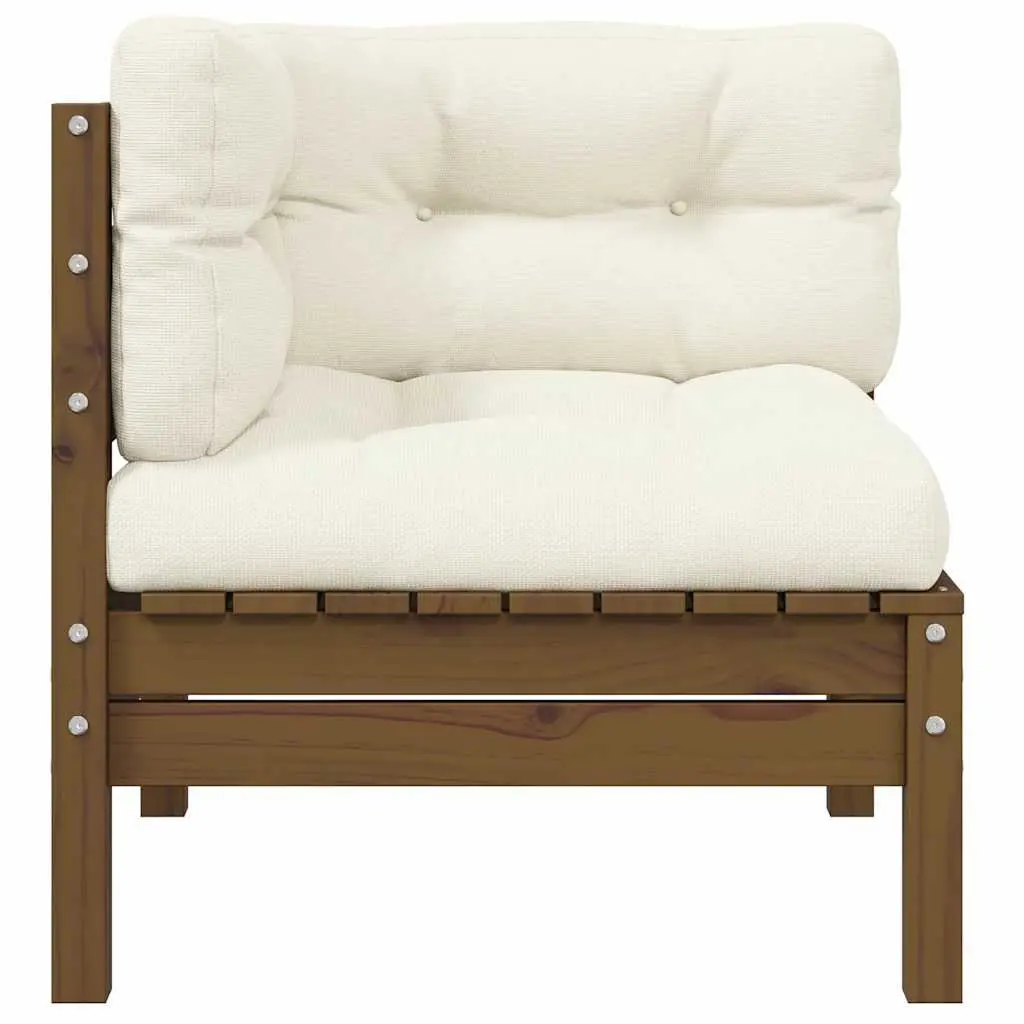 Garden Corner Sofa Solid Pinewood Modular Outdoor Sectional Brown