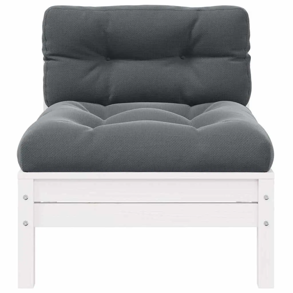 Garden Middle Sofa Solid Pinewood Modular Outdoor Seating White