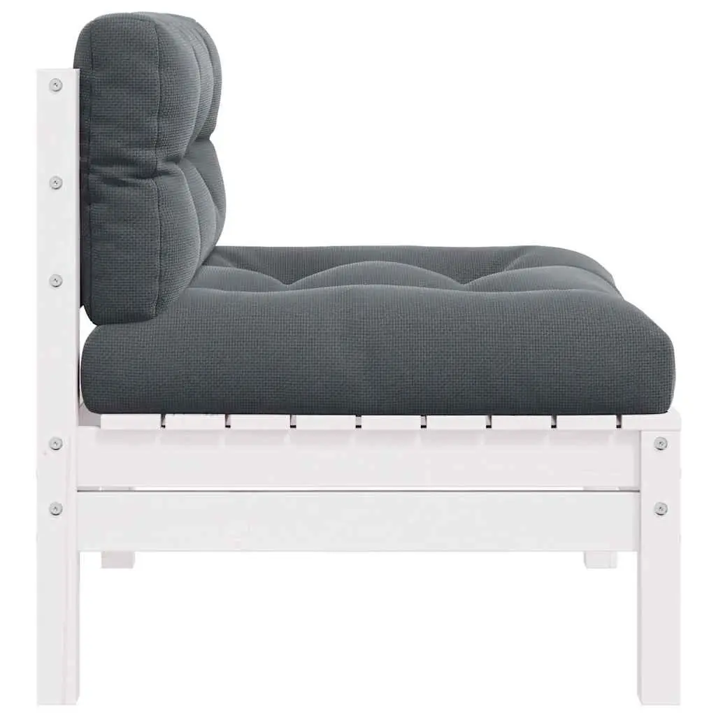 Garden Middle Sofa Solid Pinewood Modular Outdoor Seating White