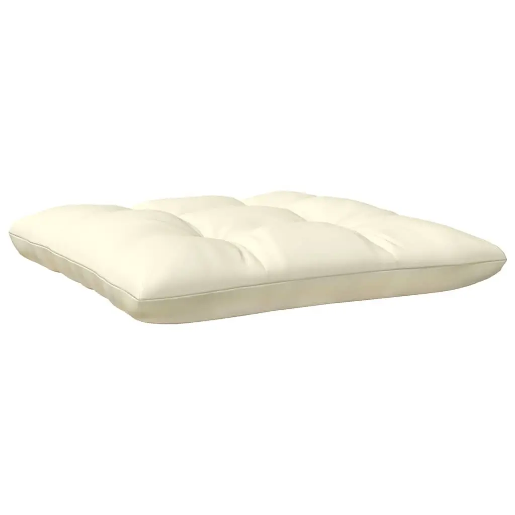 Outdoor Footrest Garden Stool Cream Cushion Solid Pinewood Seating