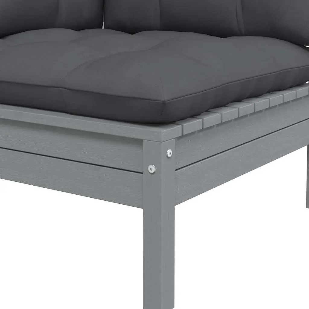 2-Seater Garden Sofa with Cushions Grey Outdoor Patio Seating Modular