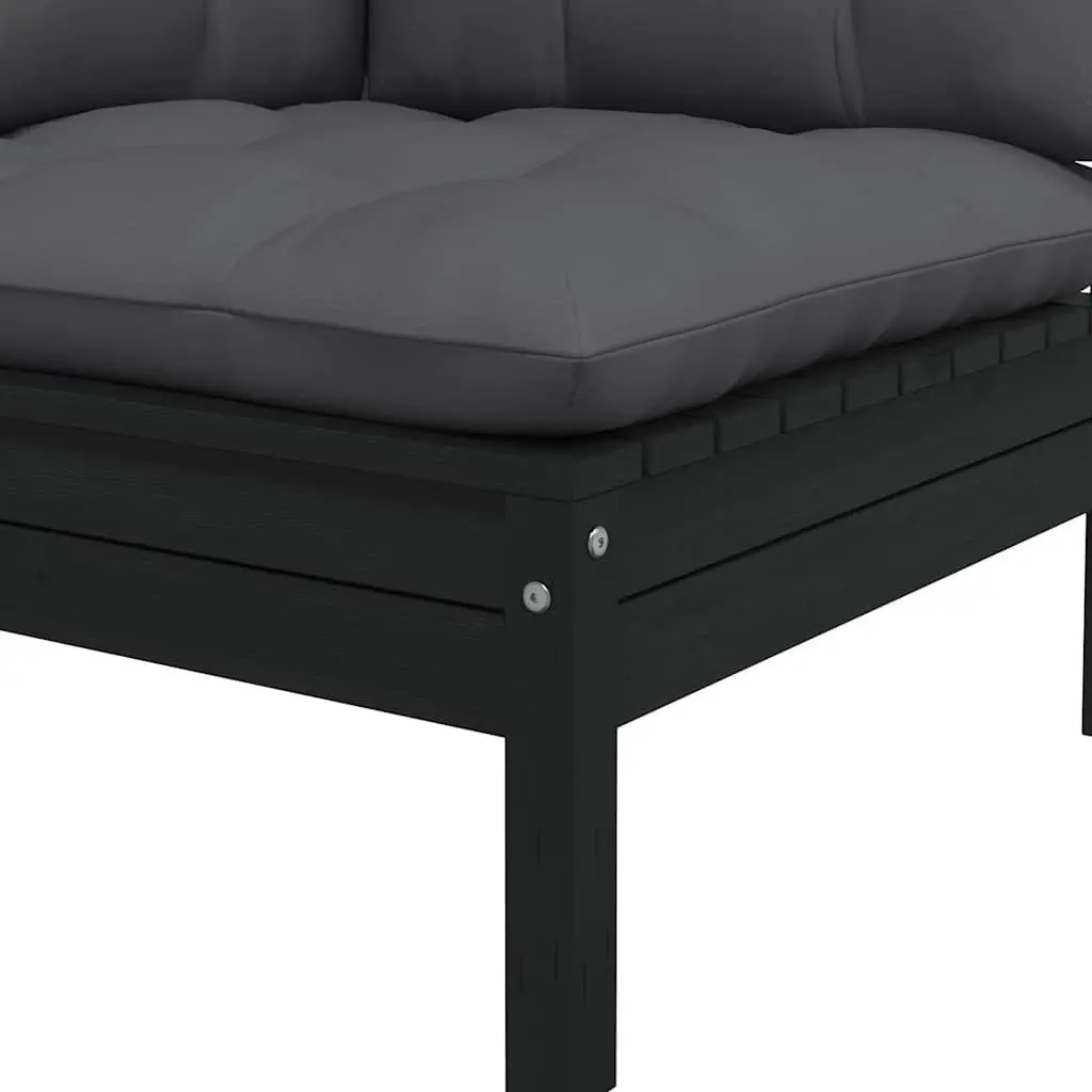 2-Seater Garden Sofa with Cushions Black Modular Outdoor Patio Sectional Lounge