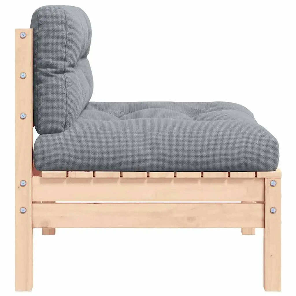 Modular 2-Seater Garden Lounge Sofa Grey Cushions Pinewood Outdoor Furniture
