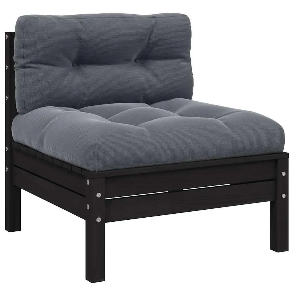 2-Seater Garden Sofa Solid Pinewood Modular Black Outdoor Patio Furniture