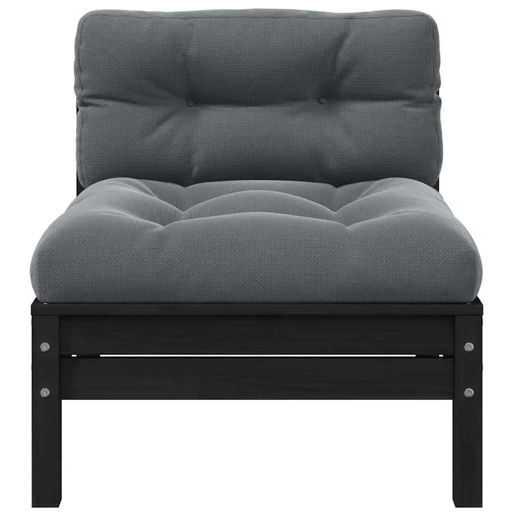 2-Seater Garden Sofa Solid Pinewood Modular Black Outdoor Patio Furniture