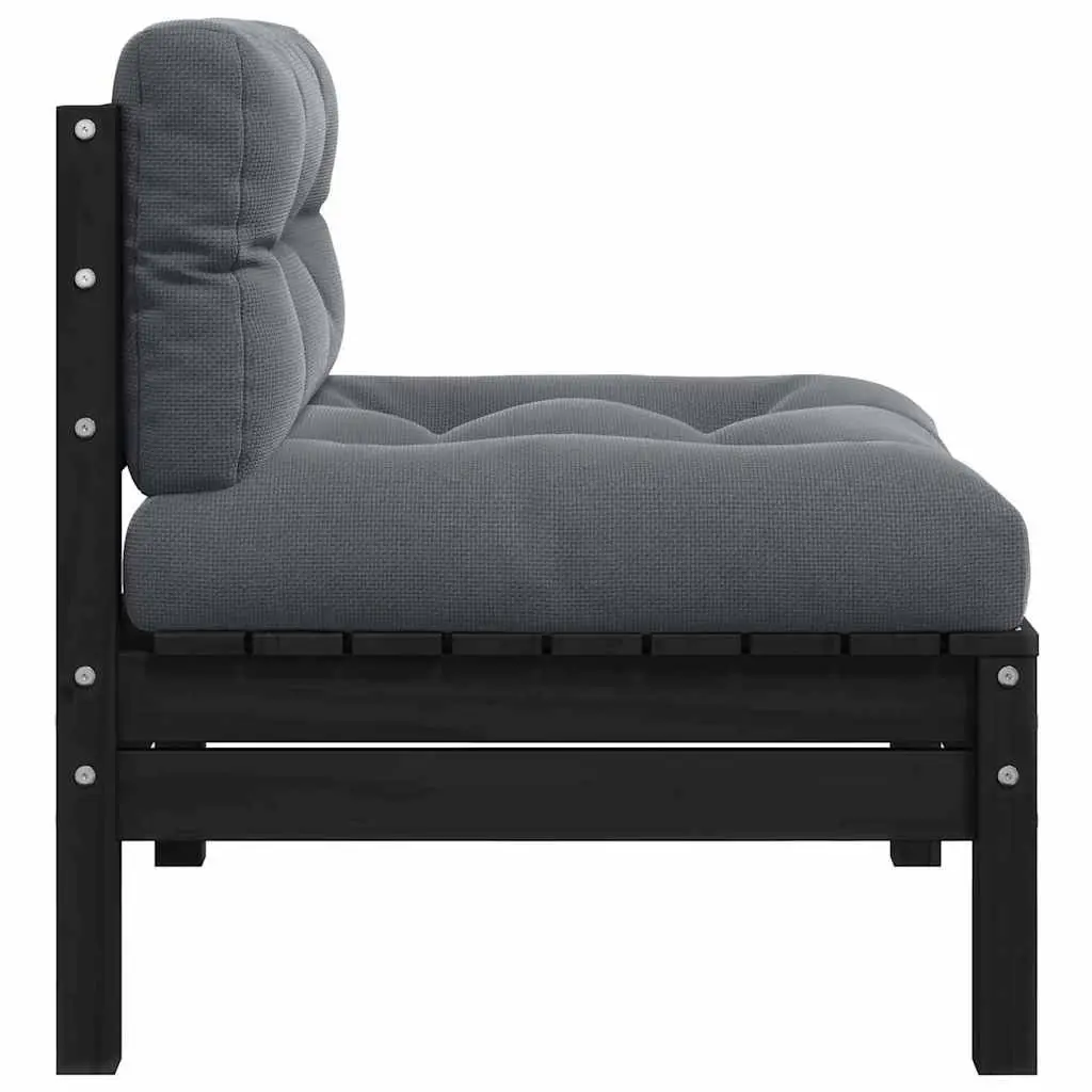 2-Seater Garden Sofa Solid Pinewood Modular Black Outdoor Patio Furniture