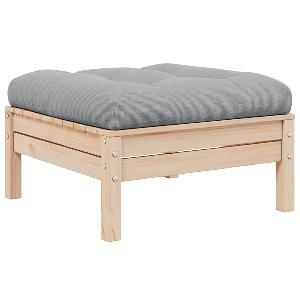 2-Seater Garden Sofa Modular Solid Pinewood Grey Cushions