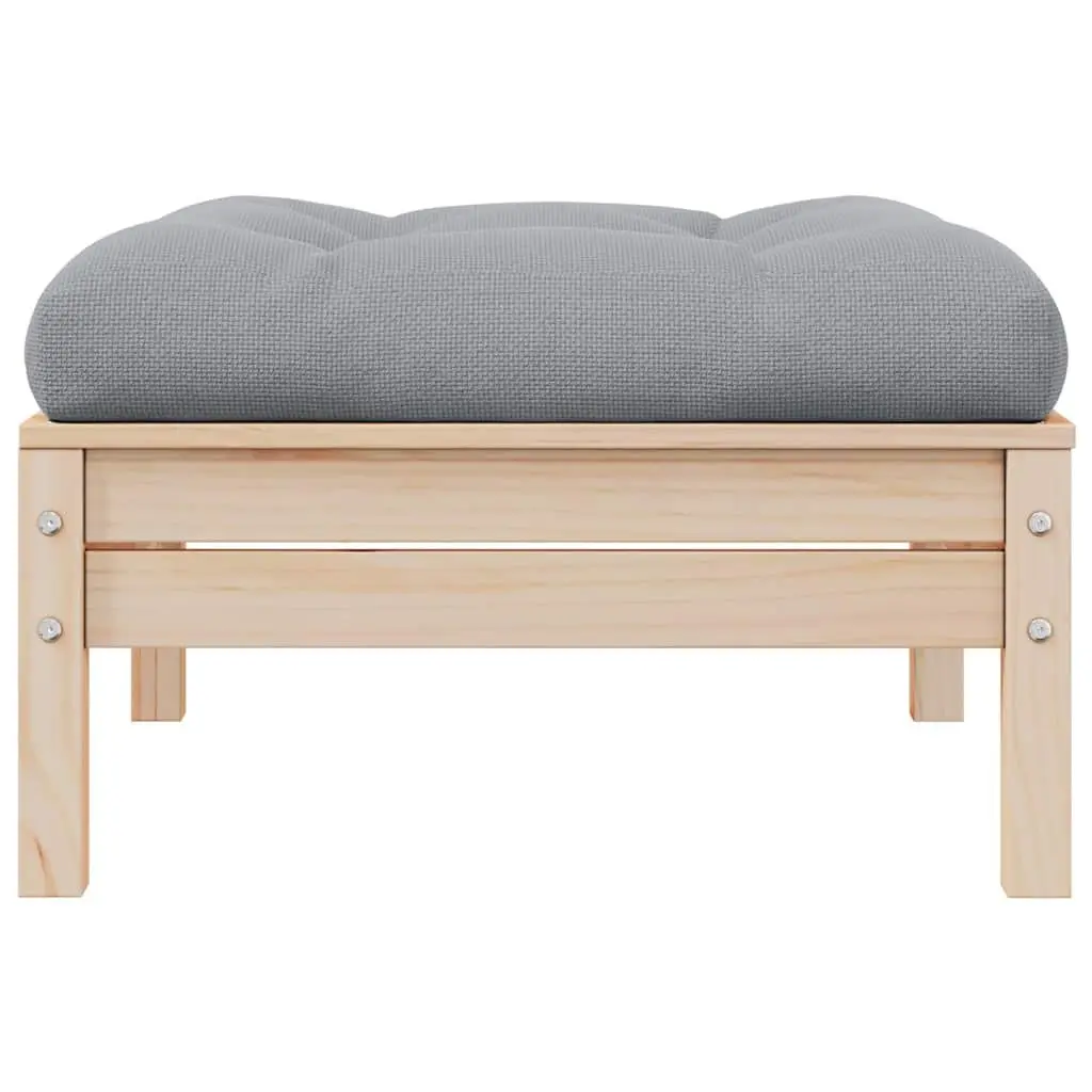 2-Seater Garden Sofa Modular Solid Pinewood Grey Cushions
