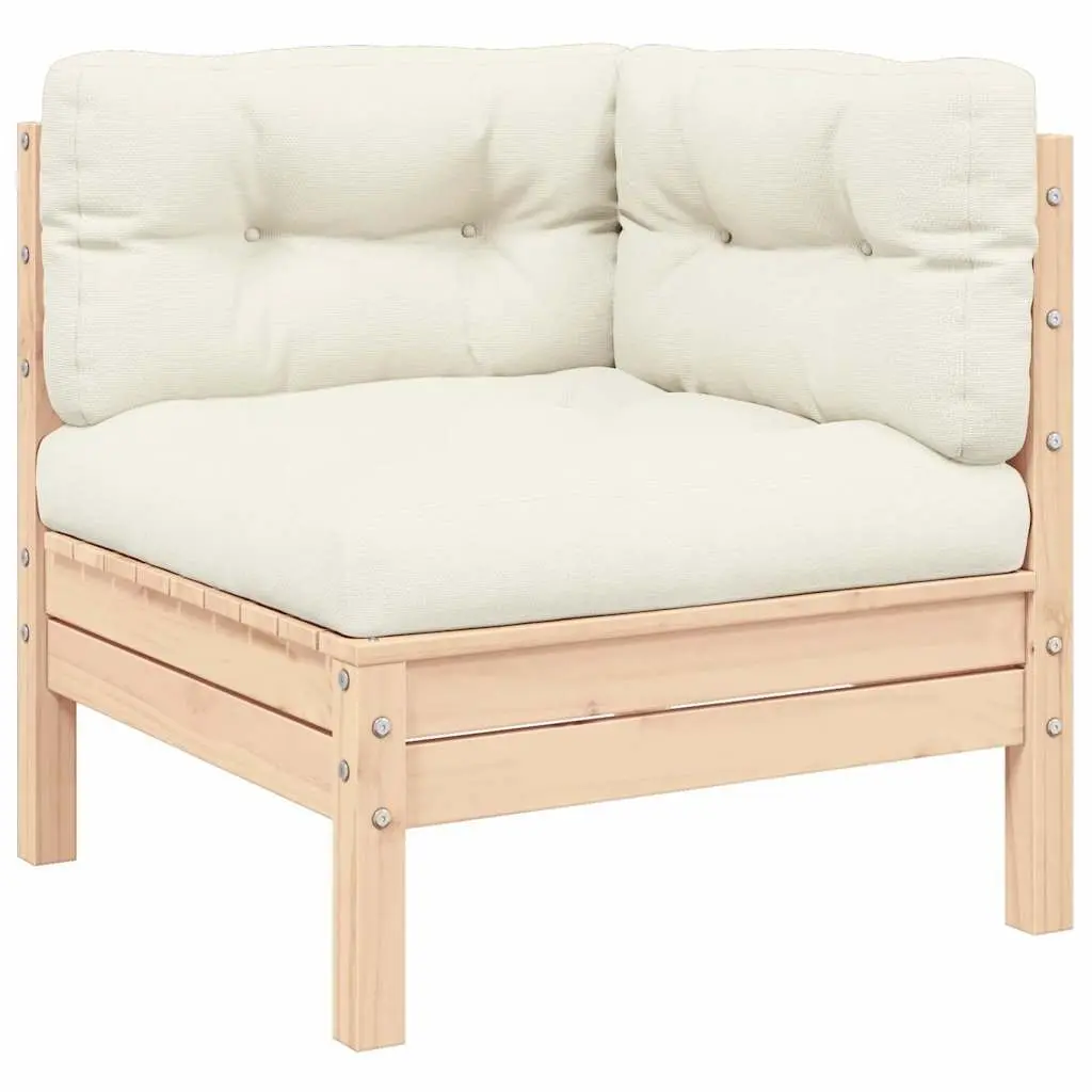 3 Piece Garden Lounge Set Cream Cushions Outdoor Sofa Patio Furniture Pinewood