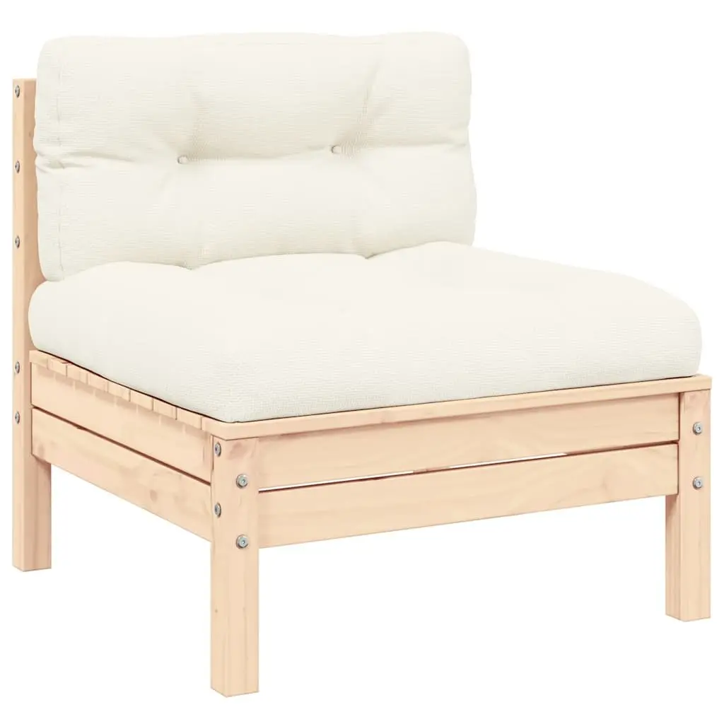 3 Piece Garden Lounge Set Cream Cushions Outdoor Sofa Patio Furniture Pinewood