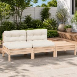 Outdoor Garden Lounge Set 3 Piece Sectional Sofa with Cream Cushions Patio
