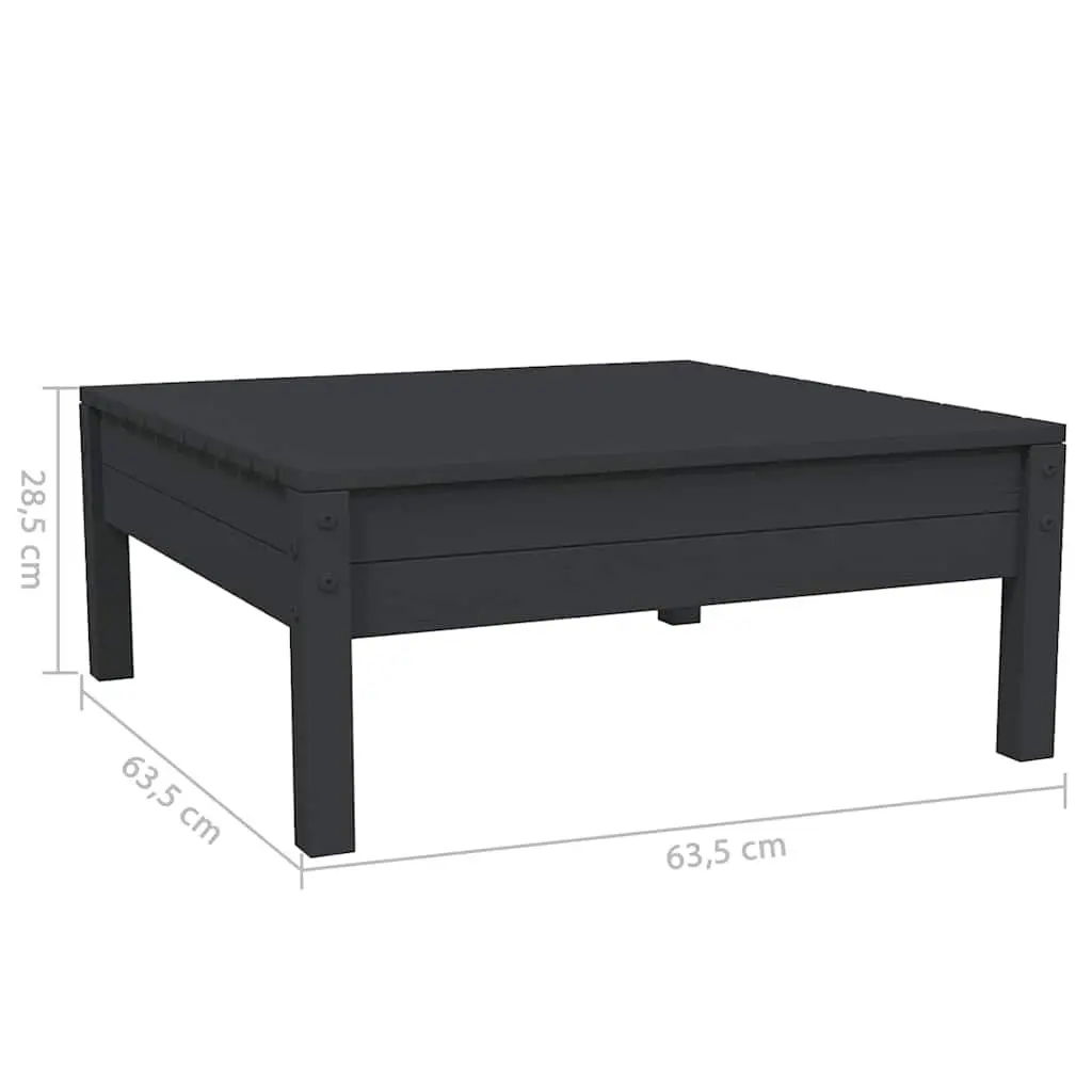 3 Piece Modular Garden Lounge Set Black Pinewood with Cushions Outdoor Patio