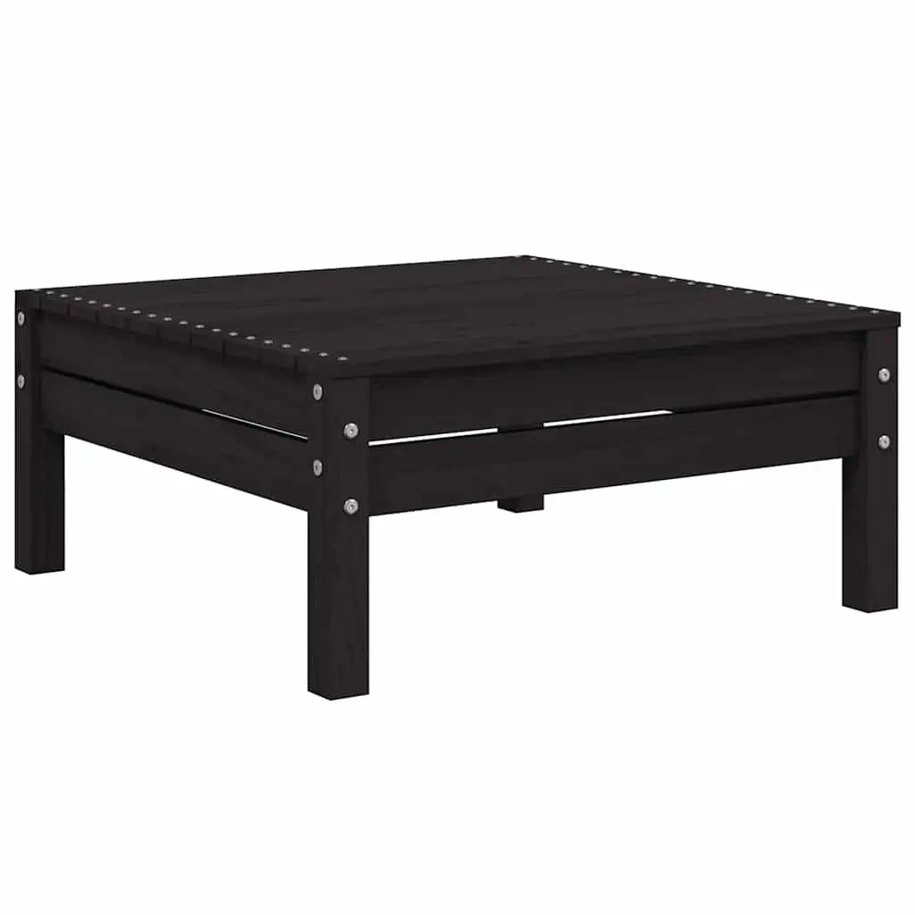 3 Piece Modular Garden Lounge Set Black Pinewood with Cushions Outdoor Patio