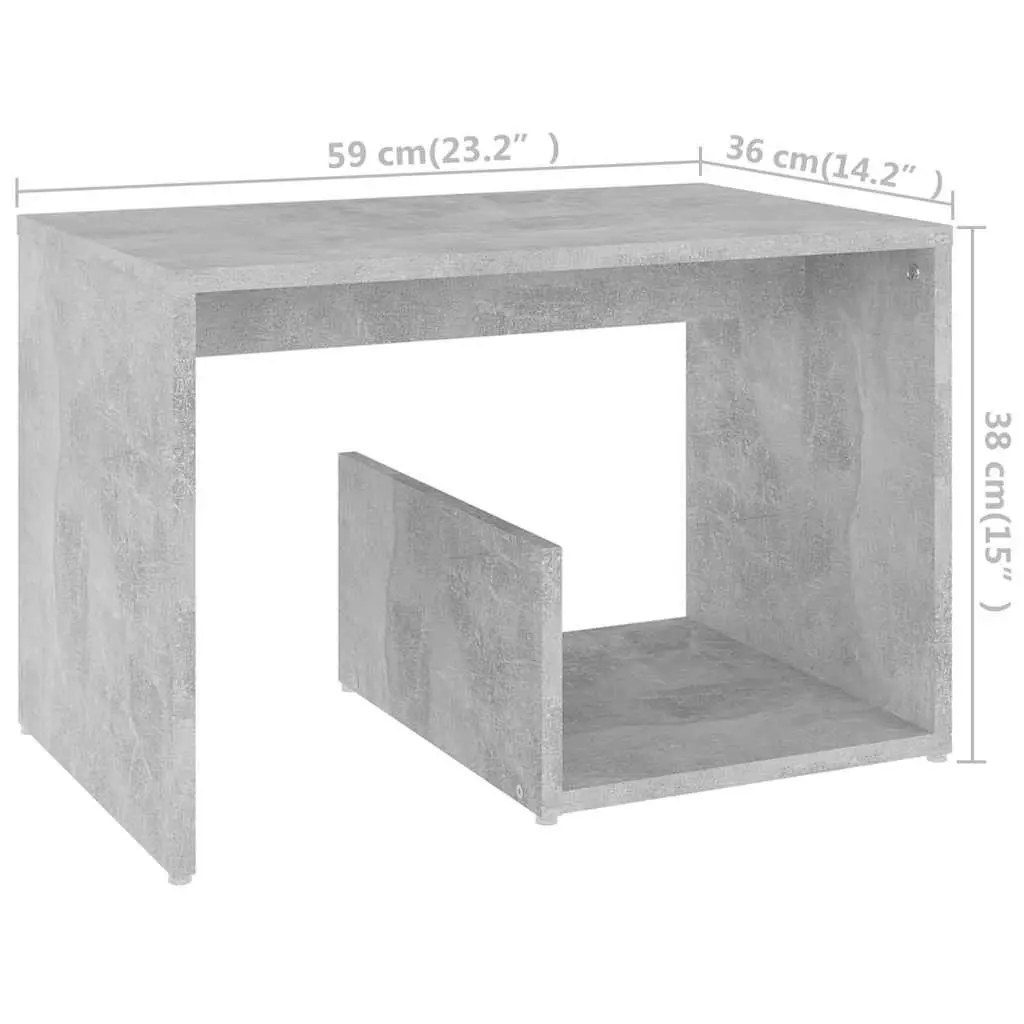 End Table Engineered Wood Grey 59W x 36D x 38H cm Storage Furniture Modern Accent Side Coffee Table