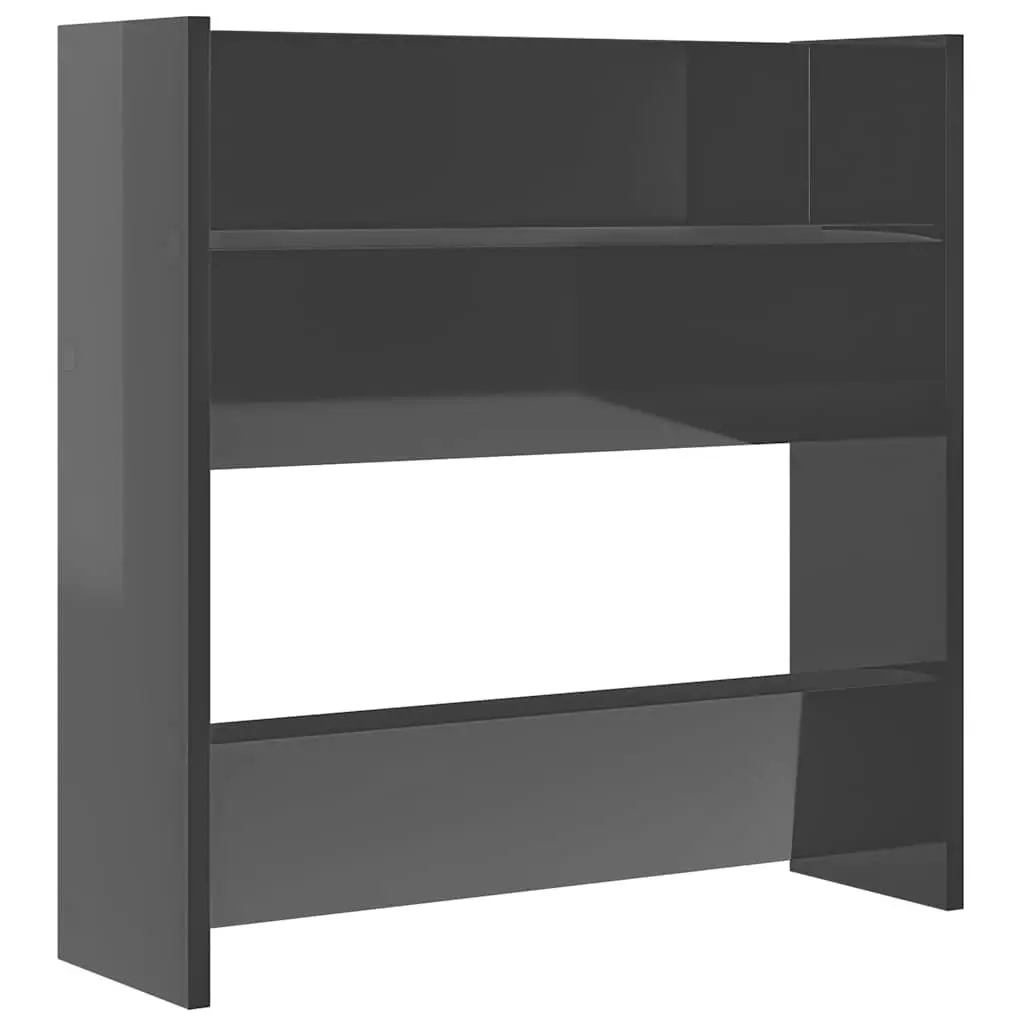 Wall Mounted Shoe Cabinet Engineered Wood 60 x 18 x 60 cm Grey High Gloss 4 Pieces