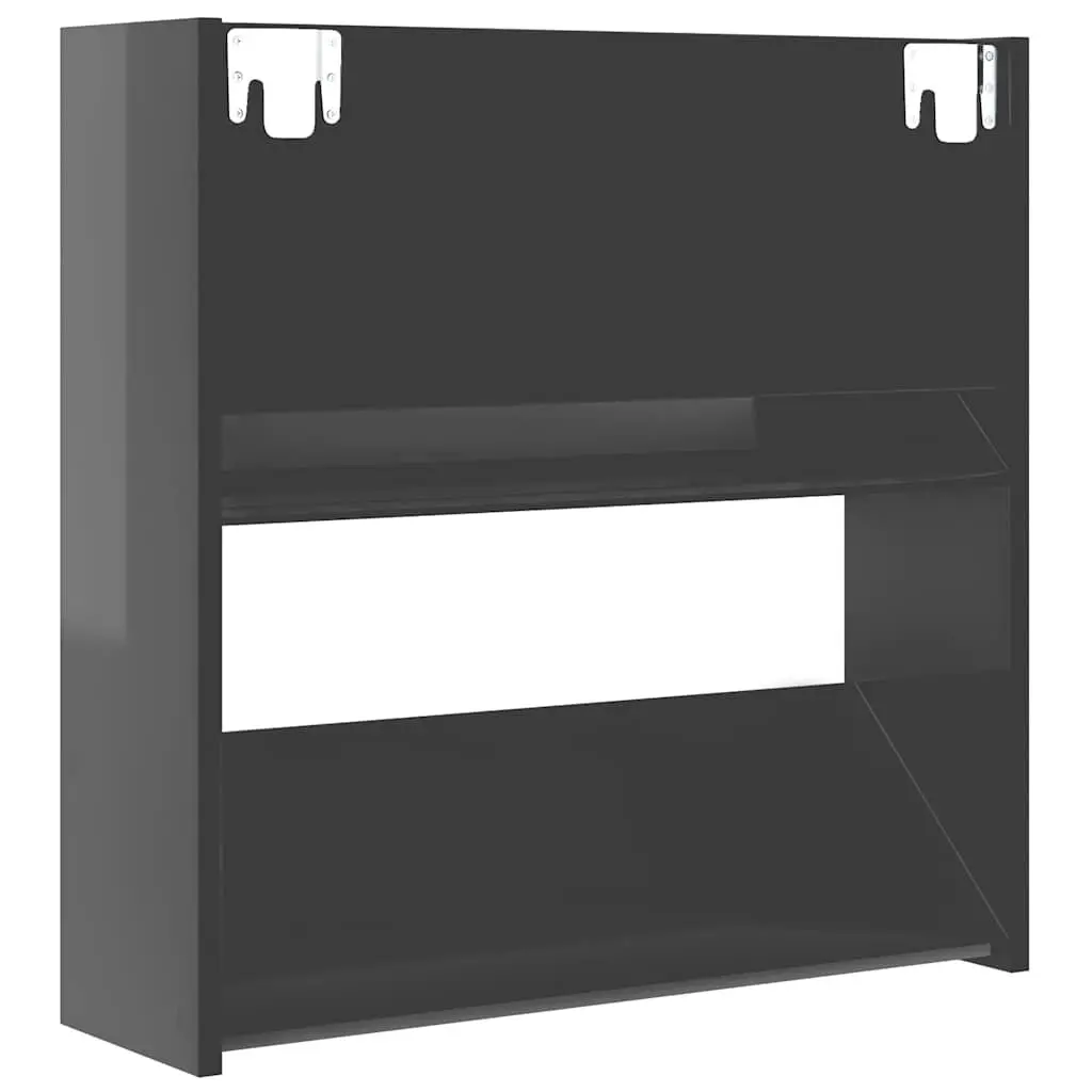 Wall Mounted Shoe Cabinet Engineered Wood 60 x 18 x 60 cm Grey High Gloss 4 Pieces