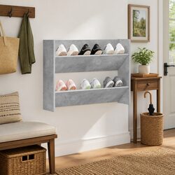 Functional Grey Wall Mounted Shoe Cabinet for Small Spaces