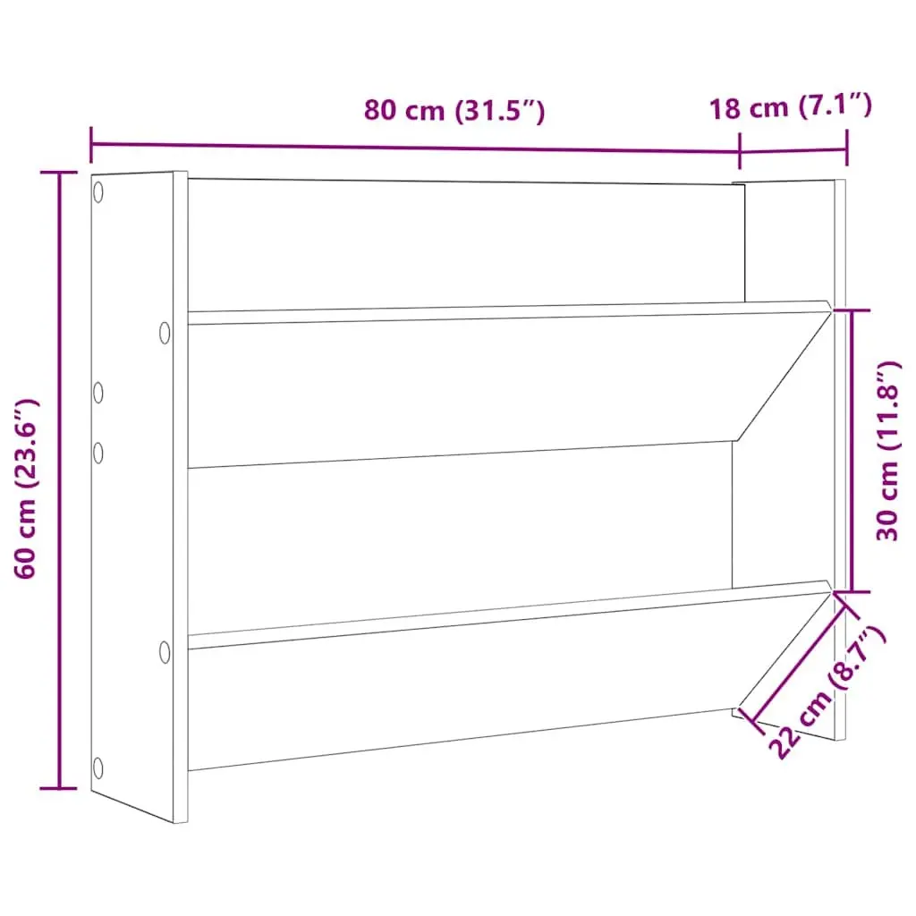 Shoe Cabinet Wall Mounted Engineered Wood Grey 80x18x60 cm