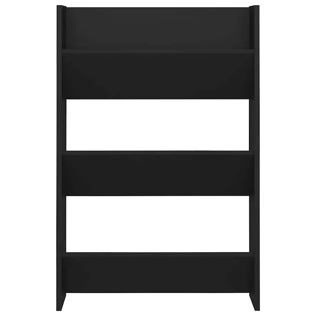 Wall Mounted Shoe Cabinet Black 60x18x90cm Tipping Shelves Storage Organiser