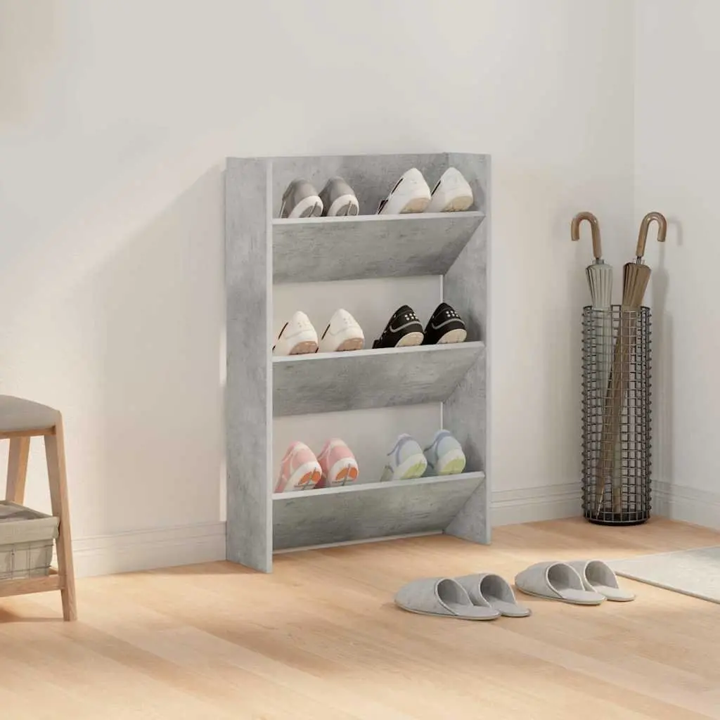 Wall Mounted Shoe Cabinet Engineered Wood 60W x 18D x 90H cm Grey