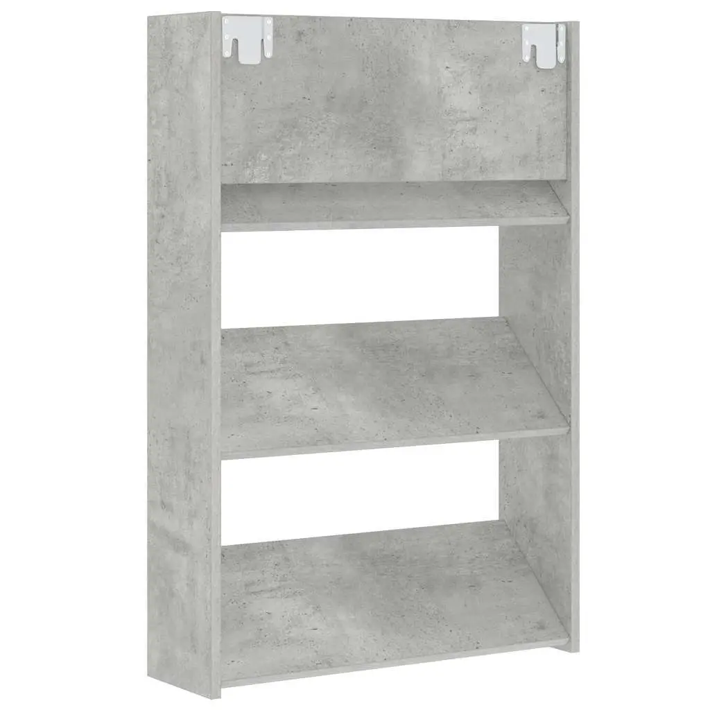 Wall Mounted Shoe Cabinet Engineered Wood 60W x 18D x 90H cm Grey