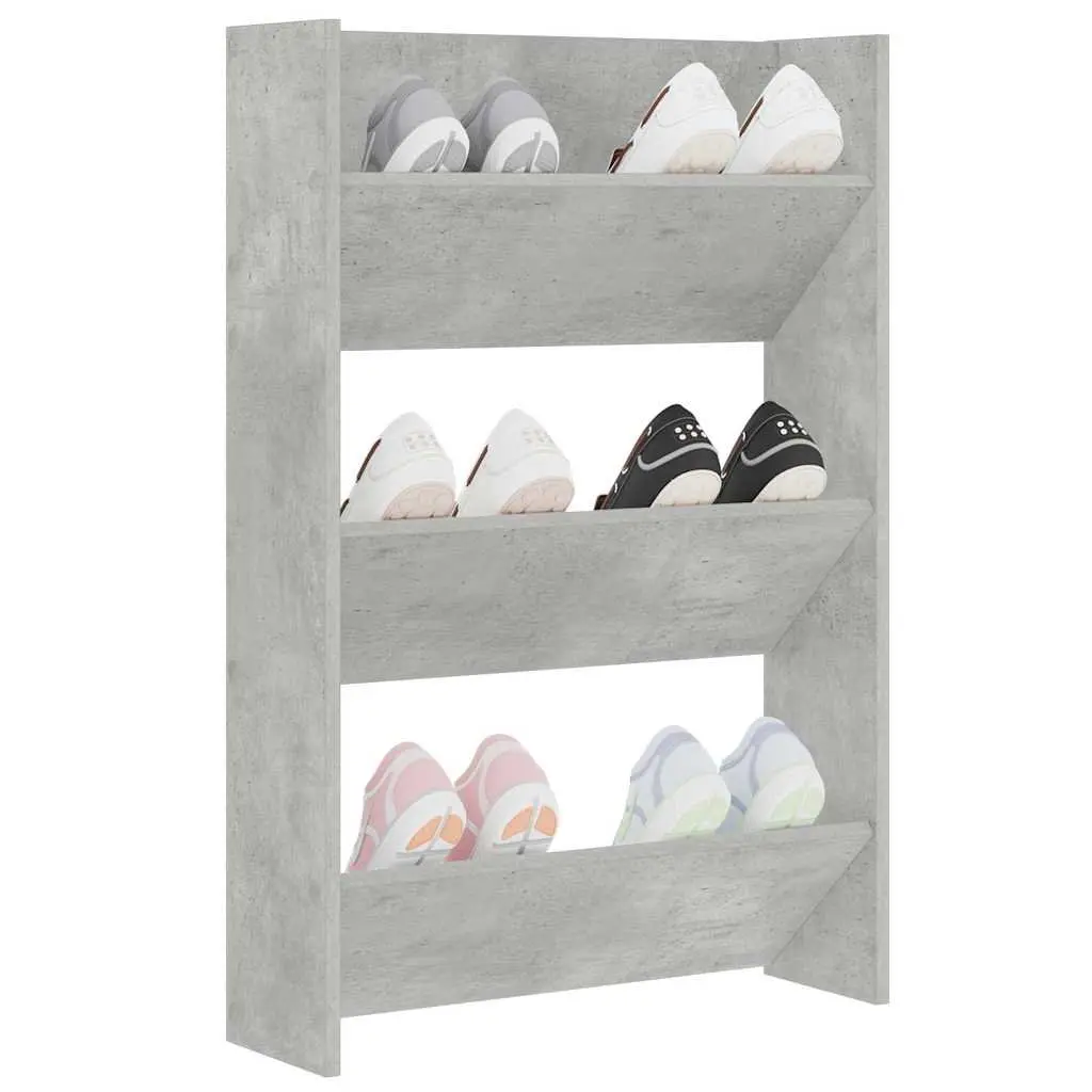 Wall Mounted Shoe Cabinet Engineered Wood 60W x 18D x 90H cm Grey