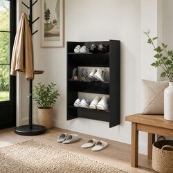Space-Saving Wall-Mounted Shoe Cabinet with 3 Tipping Shelves