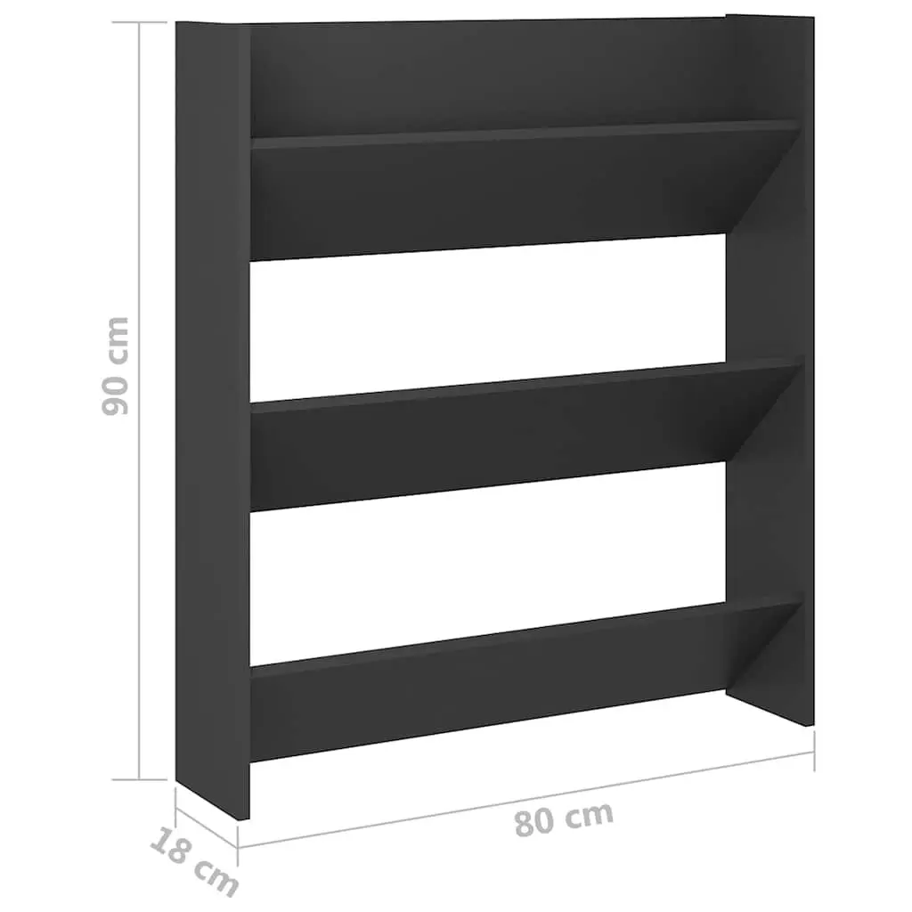 Wall Mounted Shoe Cabinet Engineered Wood 80 x 18 x 90 cm Grey