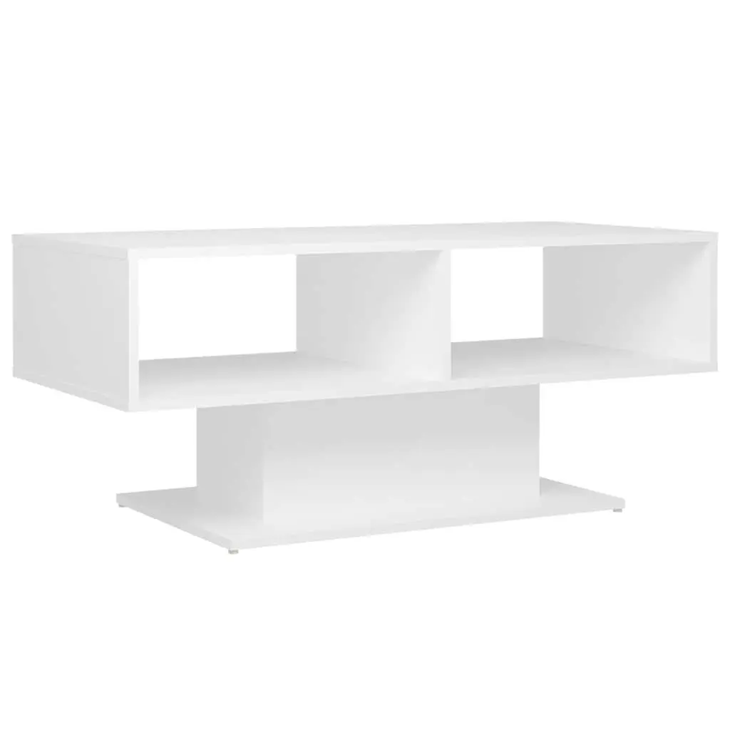 Coffee Table Engineered Wood 1035 x 500 x 445 mm White Modern Storage Shelf Living Room End Table Accent Furniture