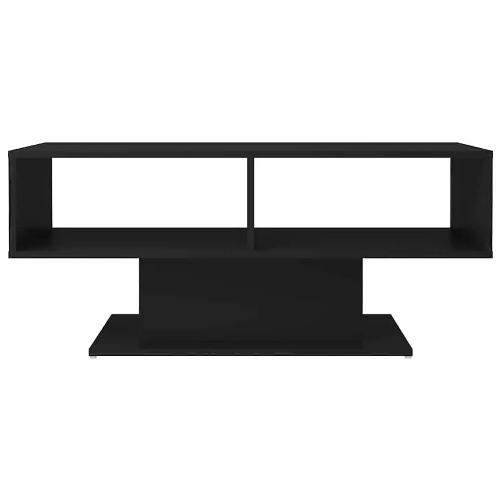 Coffee Table Engineered Wood Black Modern Living Room Storage Shelf