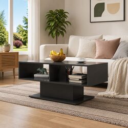 Functional Grey Coffee Table with Space-Saving Storage
