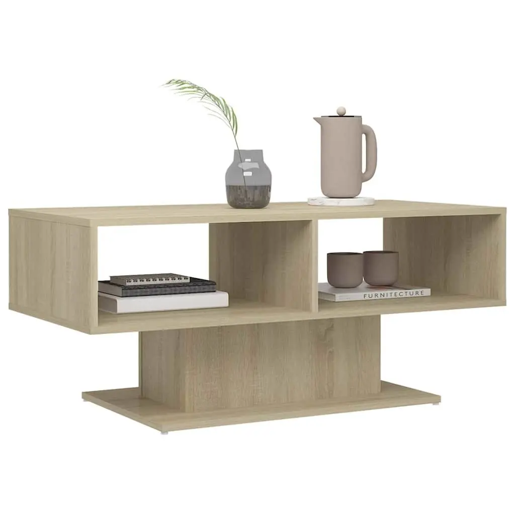 Coffee Table Engineered Wood Brown 103.5 x 50 x 44.5 cm Storage Shelf