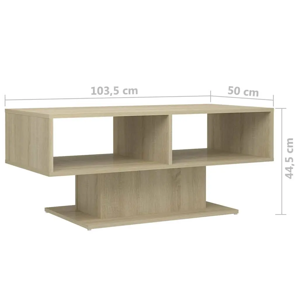 Coffee Table Engineered Wood Brown 103.5 x 50 x 44.5 cm Storage Shelf
