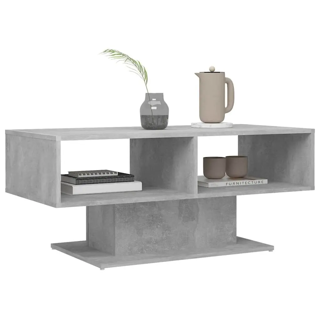Coffee Table Engineered Wood 103.5 x 50 x 44.5 cm Grey Storage Shelf Modern Living Room Accent Furniture