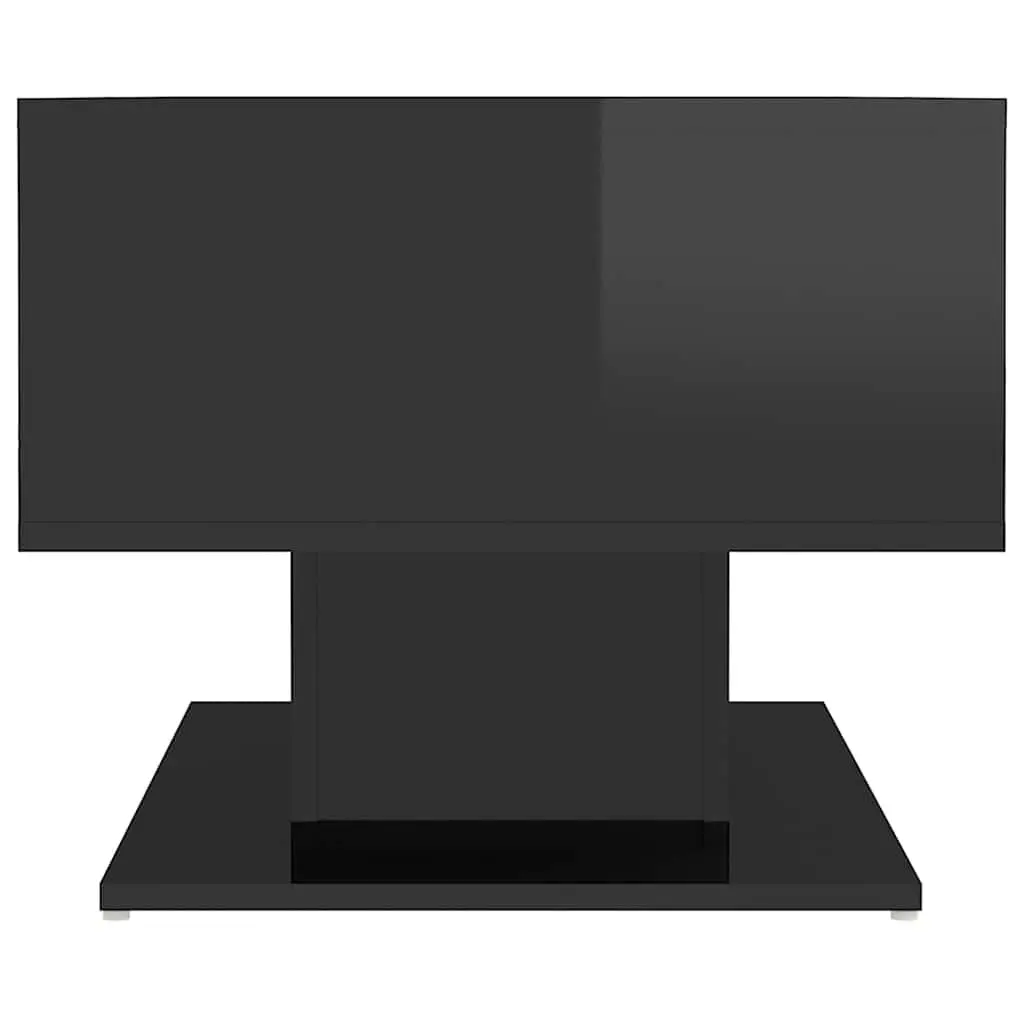Coffee Table Engineered Wood High Gloss Black with Storage Shelf 103.5 x 50 x 44.5 cm