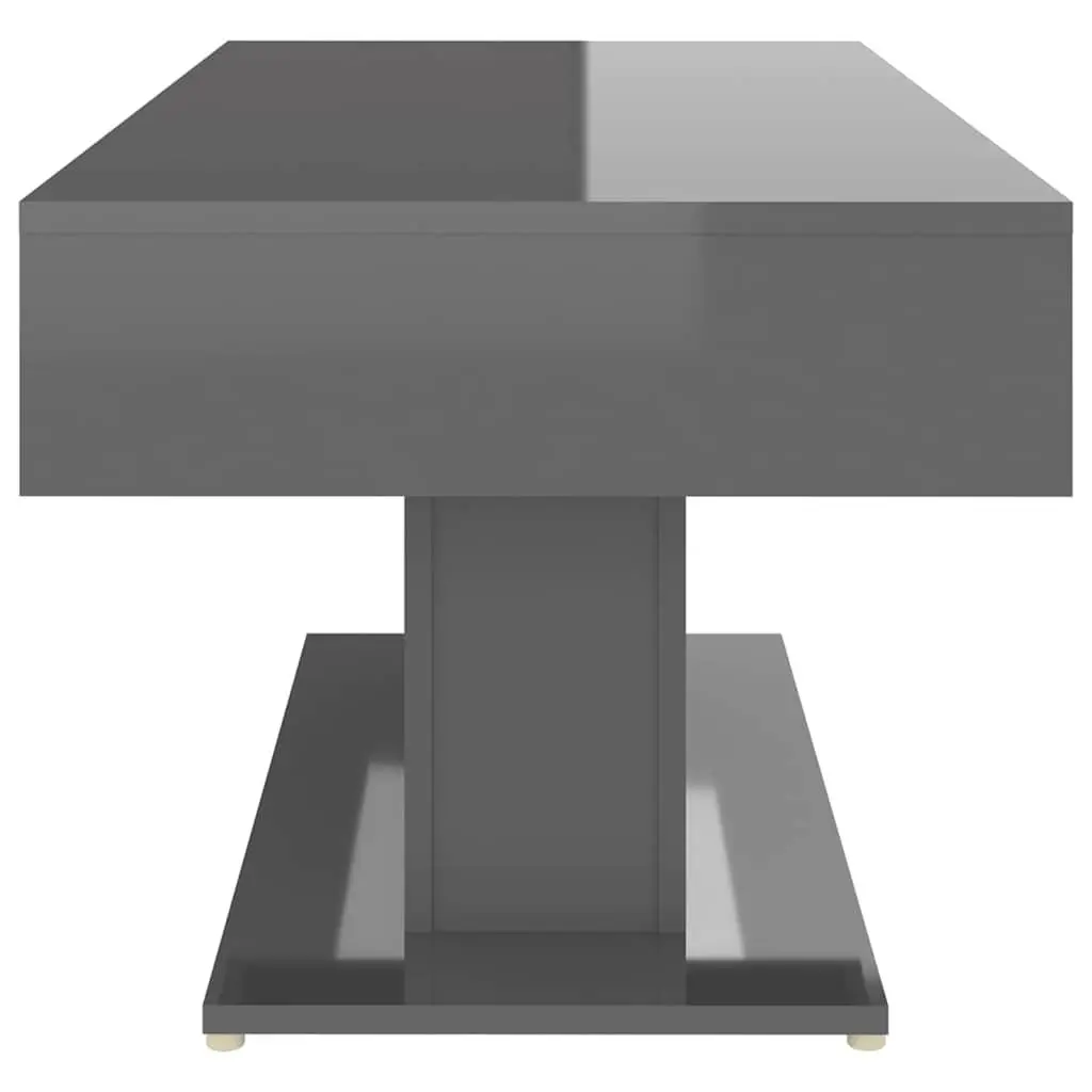 Grey Coffee Table High Gloss 96x50x45 cm Engineered Wood Centre Accent
