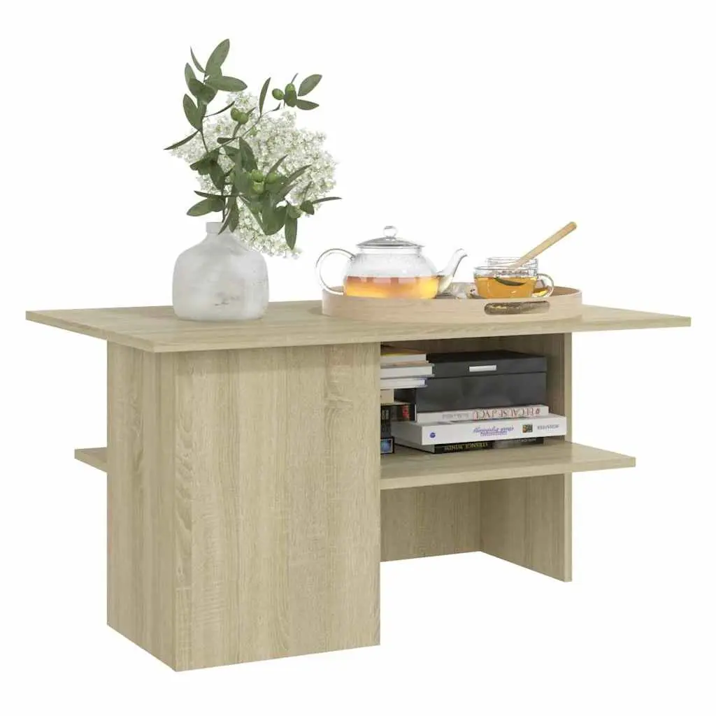 Coffee Table Sonoma Oak Engineered Wood with Storage Shelf 90x60x46.5cm Living Room