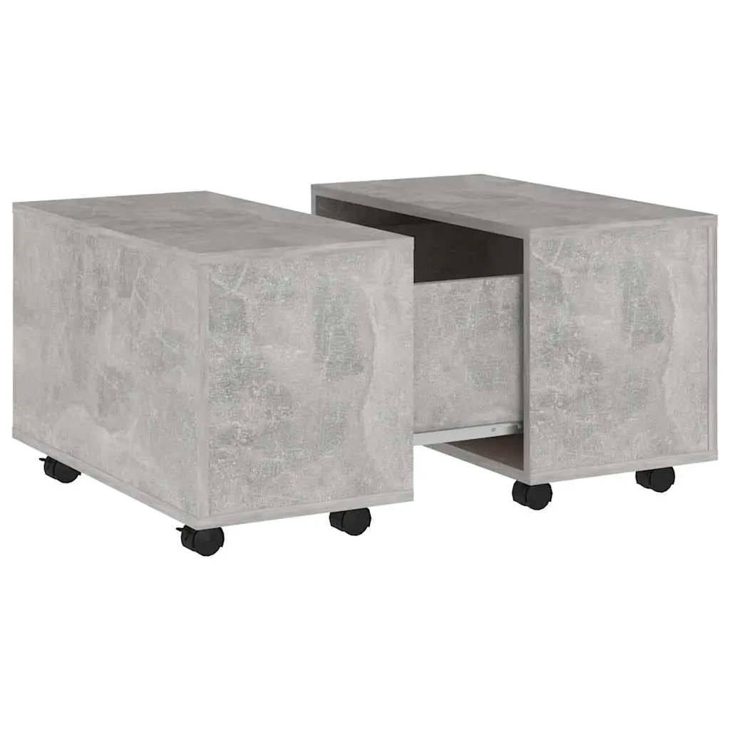 Grey Engineered Wood Coffee Table Extendable 60x60x38cm with Wheels