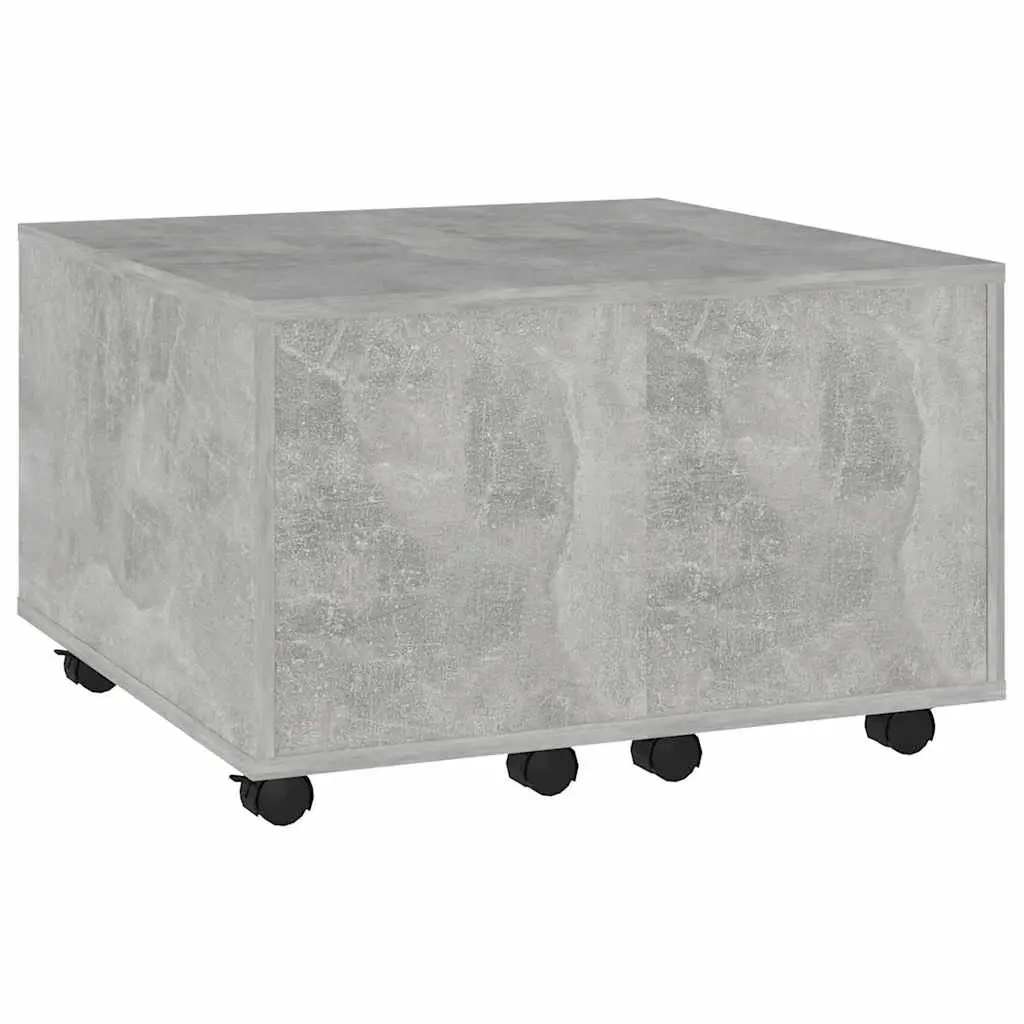 Grey Engineered Wood Coffee Table Extendable 60x60x38cm with Wheels