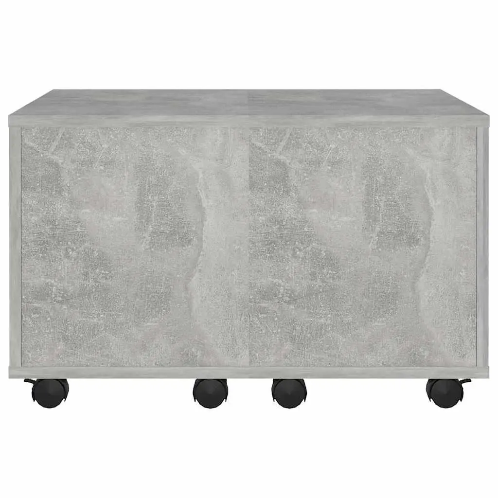 Grey Engineered Wood Coffee Table Extendable 60x60x38cm with Wheels