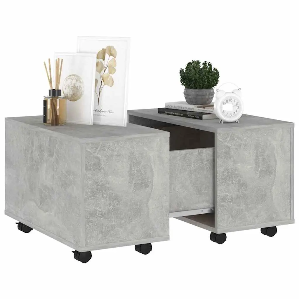 Grey Engineered Wood Coffee Table Extendable 60x60x38cm with Wheels