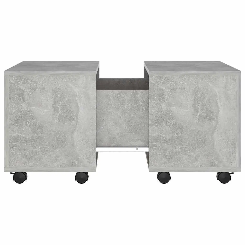 Grey Engineered Wood Coffee Table Extendable 60x60x38cm with Wheels