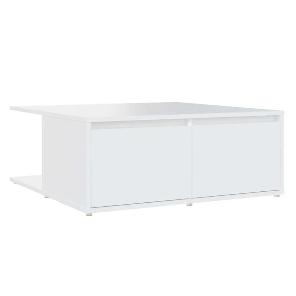 Coffee Table Engineered Wood White 80x80x31cm with Drawers and Compartments for Living Room