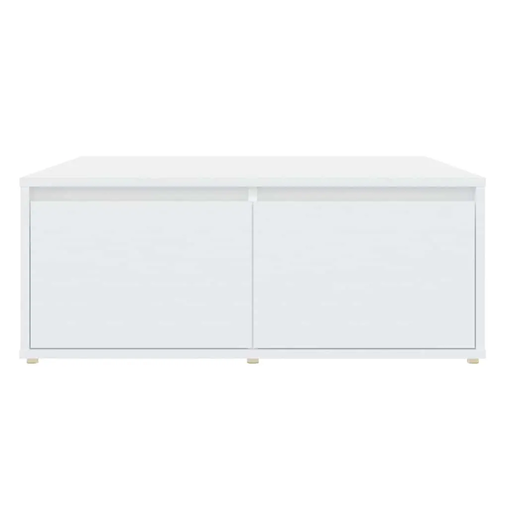 Coffee Table Engineered Wood White 80x80x31cm with Drawers and Compartments for Living Room