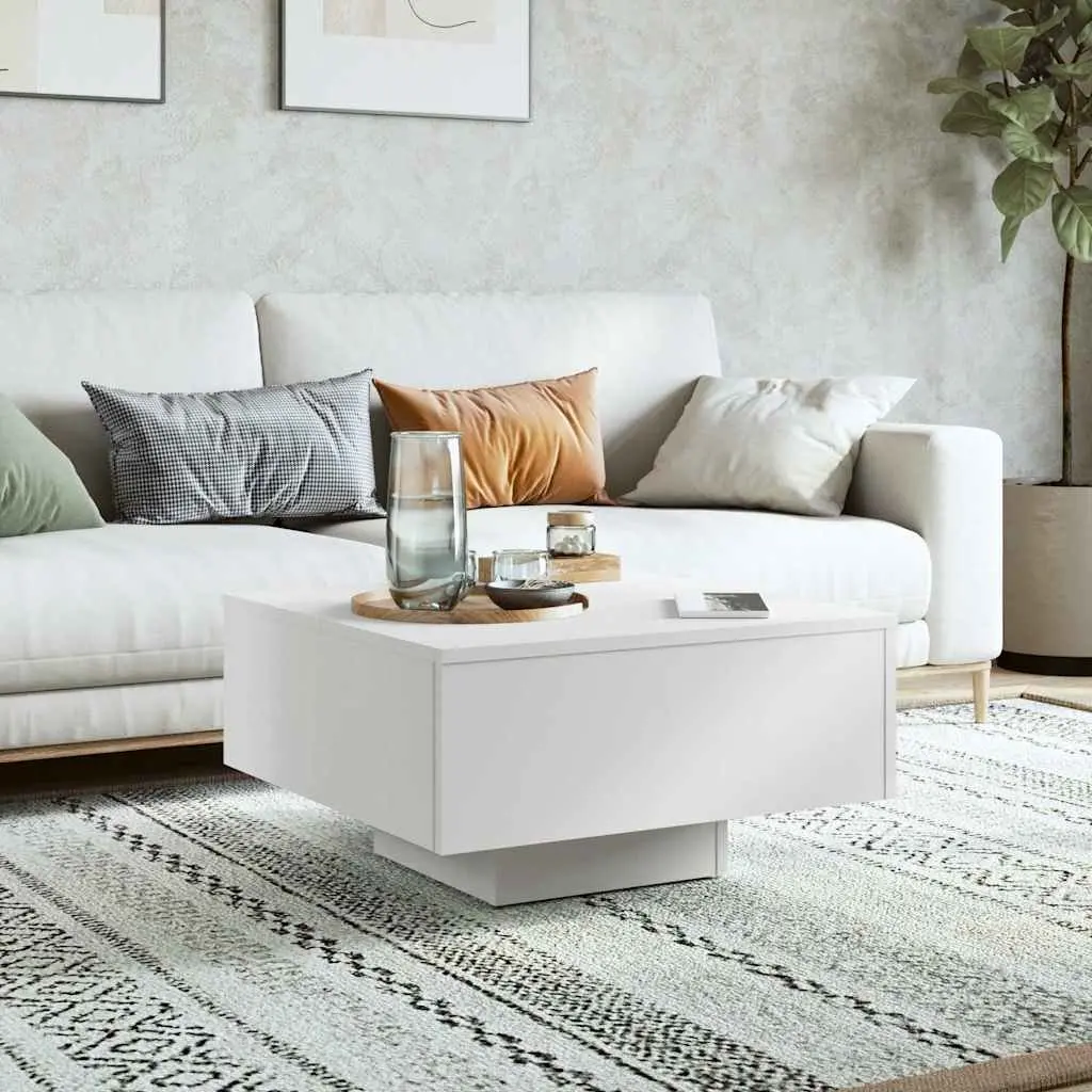 Coffee Table Engineered Wood 60x60x31.5 cm White Centre Living Room Accent