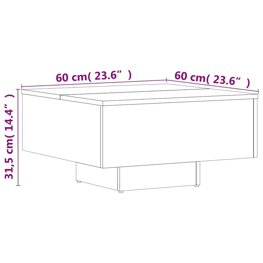 Coffee Table Engineered Wood 60x60x31.5 cm White Centre Living Room Accent