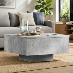 Coffee Table Grey Accent Living Room Modern Engineered Wood Design 60x60x31.5cm