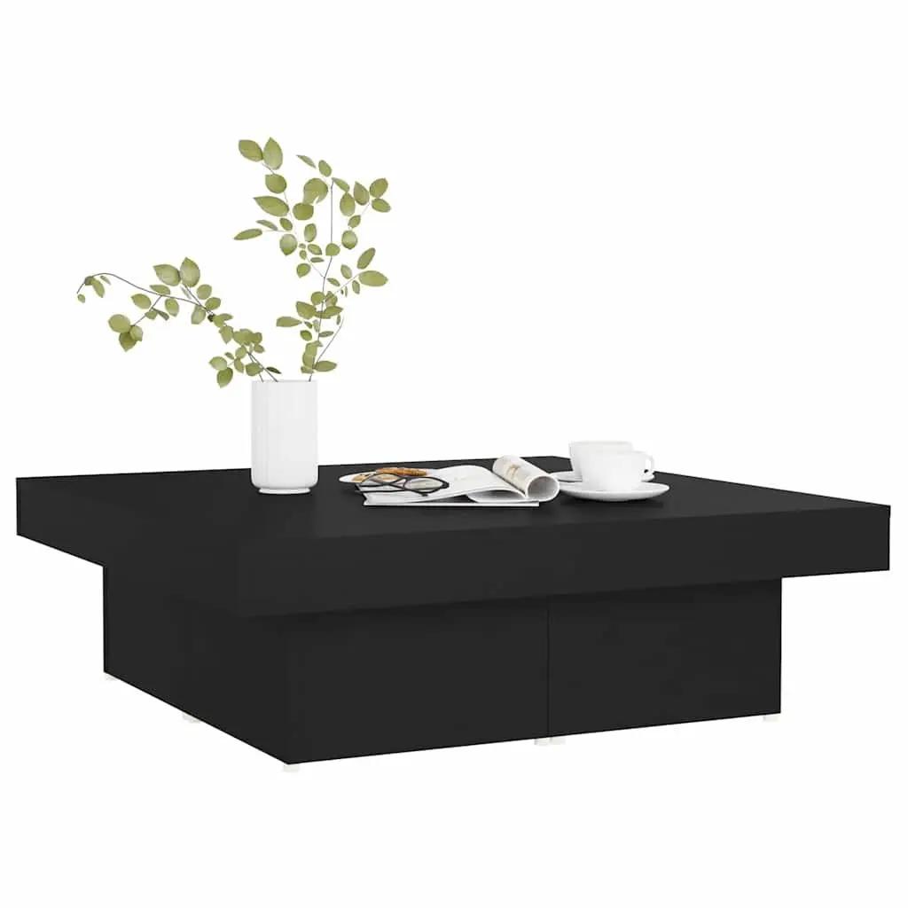 Coffee Table Engineered Wood Black Square 90x90x28cm
